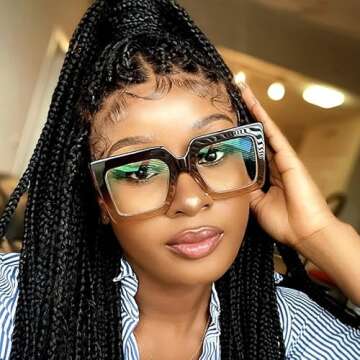 Zeelool Stylish Acetate Thick Oversized Square Blue Light Blocking Glasses Eyewear for Women Brandon...