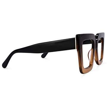 Zeelool Stylish Acetate Thick Oversized Square Blue Light Blocking Glasses Eyewear for Women Brandon VFP0306-01 Tawny