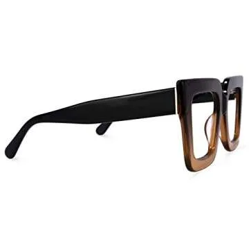 Zeelool Stylish Acetate Thick Oversized Square Blue Light Blocking Glasses Eyewear for Women Brandon VFP0306-01 Tawny