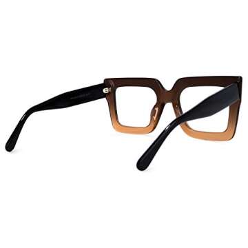 Zeelool Stylish Acetate Thick Oversized Square Blue Light Blocking Glasses Eyewear for Women Brandon VFP0306-01 Tawny