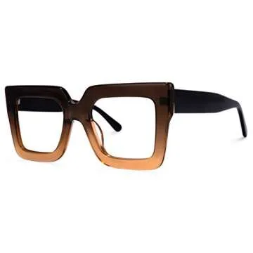 Zeelool Stylish Acetate Thick Oversized Square Blue Light Blocking Glasses Eyewear for Women Brandon VFP0306-01 Tawny
