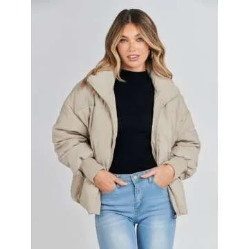 MEROKEETY Women's 2024 Winter Long Sleeve Zip Puffer Jacket - Cozy & Stylish