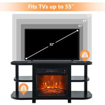 COMEFFIE 48" TV Stand with 18" Electric Fireplace Heater, Modern TV Stand for TVs up to 55 Inch, Ent...