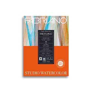 Fabriano Studio Watercolor Pad, Hot-Press, 9" x 12", 140 lb., 50 Sheets, White
