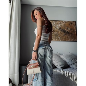 JW PEI Elise Top Handle Bag in Brown Canvas