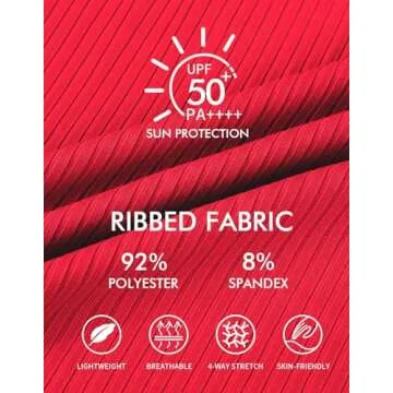 Charmo Ribbed Swimsuit for Women Scalloped V Neck Swimdress Tummy Control Modest One Piece Bathing Suit Dress Red
