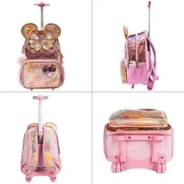 Stylish 16 Inch Rolling Backpack for Kids - 3 in 1 Set