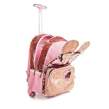 Stylish 16 Inch Rolling Backpack for Kids - 3 in 1 Set
