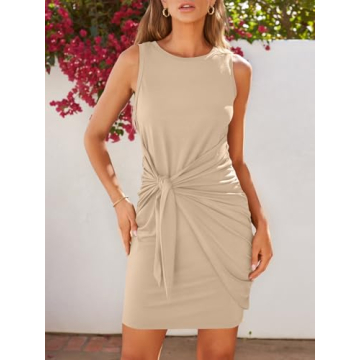 LILLUSORY Summer Tie Wrap Mini Dress for Women