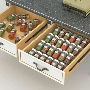 NIUBEE Acrylic Spice Rack Tray - 4 Tier Spice Drawer Organizer for Kitchen Cabinets,1 Pack Clear