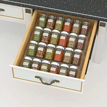 NIUBEE Acrylic Spice Rack Tray - 4 Tier Spice Drawer Organizer for Kitchen Cabinets,1 Pack Clear