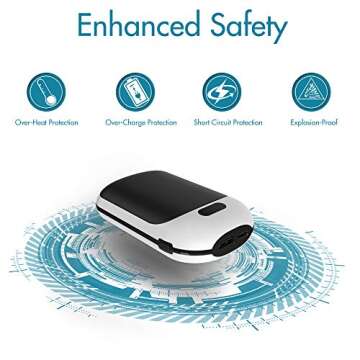 Portable Hand Warmers, 10000mAh Rechargeable Electric Hand Warmer and Power Bank, Pocket Size, Double-Sided Heating, 3 Heat Levels Up to 131℉, 12hrs Long Lasting, Winter Gift for Men Women(1-Pack)