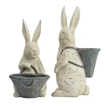 Creative Co-Op Decorative Bunny Figurines Set of 2