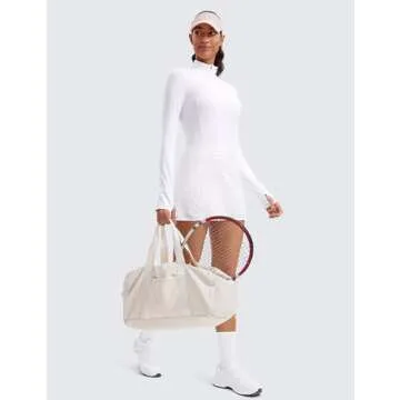 CRZ YOGA Women's Butterluxe Long Sleeve Workout Shirts Half Quarter Zip Sweatshirt Athletic Crop Tops Collared T-Shirts White Small