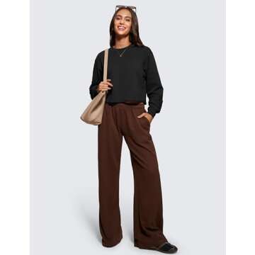 CRZ YOGA Womens Fleece Cropped Sweatshirts Crewneck Long Sleeve Double Raw Hem Workout Casual Pullover Tops Black X-Small