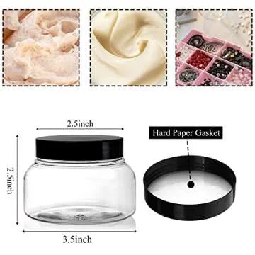 Yarlung 16 Pack 8 Oz Plastic Jars with Lids, Clear Body Scrub Jars Empty Refillable Containers Round...