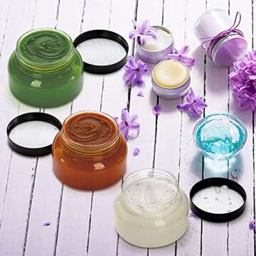 Yarlung 16 Pack 8 Oz Plastic Jars with Lids, Clear Body Scrub Jars Empty Refillable Containers Round Low Profile Samples Jars for Makeup, Body Butter, Creams, Slime, Travel Storage