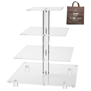 Jusalpha Large 4 Tier Acrylic Cupcake Stand for Parties