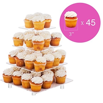 Jusalpha Large 4 Tier Acrylic Cupcake Stand for Parties
