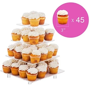Jusalpha Large 4 Tier Acrylic Cupcake Stand for Parties