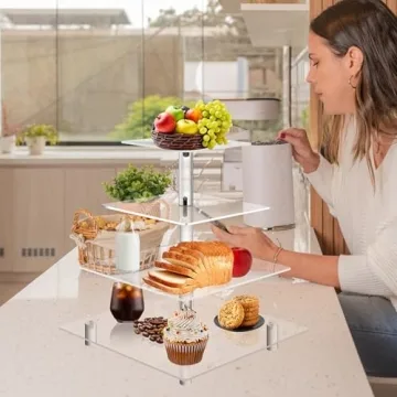 Jusalpha Large 4 Tier Acrylic Cupcake Stand for Parties