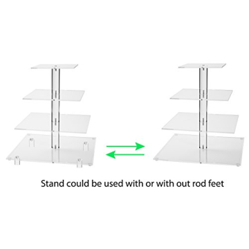 Jusalpha Large 4 Tier Acrylic Cupcake Stand for Parties