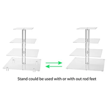 Jusalpha Large 4 Tier Acrylic Cupcake Stand for Parties