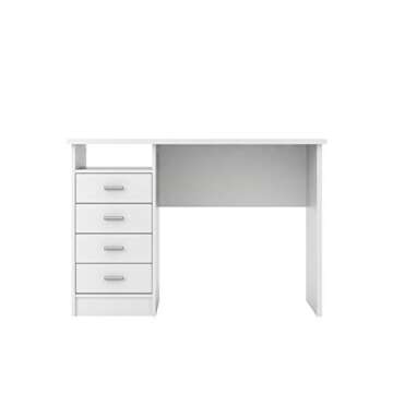 Tvilum 4-Drawer Desk, Modern White Office Writing Desk with Storage, Compact and Functional Desk for...