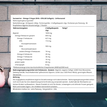 Sunwarrior Vegan Omega-3 DHA EPA for Brain&Heart Health