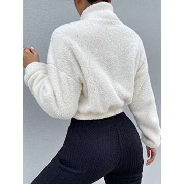 SOLY HUX Women's 2024 Casual Faux Fur Sherpa Jacket Zip Up Drop Shoulder Fuzzy Coat Cropped Winter S...