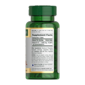 Nature's Bounty Vitamin B12 1000mcg Energy Metabolism Support