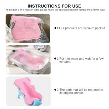 HALLO Soft Infant Bath Sponge Skid Proof Baby Bath Mat Newborn Odor Free (Pink)