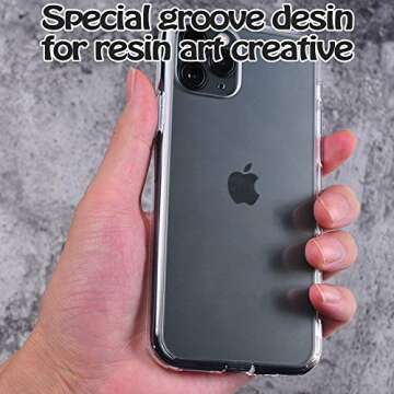 Originnt 3 pcs epoxy Resin Personalized Mobile Phone case DIY Silicone case for iPhone 13 Pro (Note:Product are not Resin Mold, They are 3 pcs Bumper Soft with Special Groove Design) Transparent