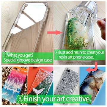 Originnt 3 pcs epoxy Resin Personalized Mobile Phone case DIY Silicone case for iPhone 13 Pro (Note:Product are not Resin Mold, They are 3 pcs Bumper Soft with Special Groove Design) Transparent