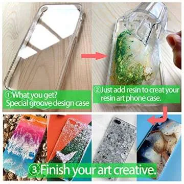 Originnt 3 pcs epoxy Resin Personalized Mobile Phone case DIY Silicone case for iPhone 13 Pro (Note:Product are not Resin Mold, They are 3 pcs Bumper Soft with Special Groove Design) Transparent