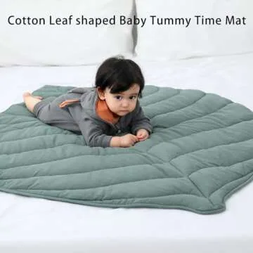 Letalong Cotton Leaf Nursery Rug, 56.3x42.1 inches, Machine Washable Play Mat for Baby, Crawling Mat for Tummy Time