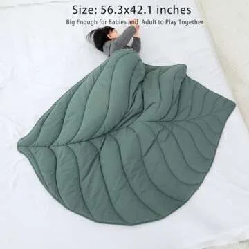 Letalong Cotton Leaf Nursery Rug, 56.3x42.1 inches, Machine Washable Play Mat for Baby, Crawling Mat for Tummy Time