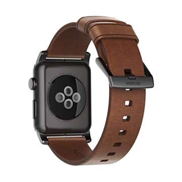NOMAD Modern Band for Apple Watch 44mm/42mm | Rustic Brown Horween Leather | Black Hardware