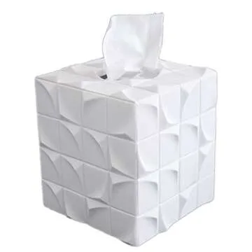 Hymmah Modern Square Tissue Box Cover Holder,Bathroom Accessories Decor Unique Design Tissue Box Cover for Bathroom Vanity Counter Tops Also Great for Bedrooms and Living Rooms