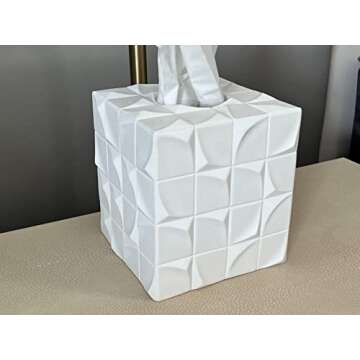Hymmah Modern Square Tissue Box Cover Holder,Bathroom Accessories Decor Unique Design Tissue Box Cover for Bathroom Vanity Counter Tops Also Great for Bedrooms and Living Rooms