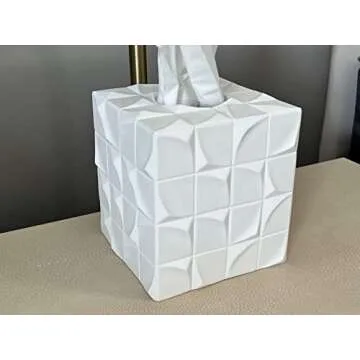 Hymmah Modern Square Tissue Box Cover Holder,Bathroom Accessories Decor Unique Design Tissue Box Cover for Bathroom Vanity Counter Tops Also Great for Bedrooms and Living Rooms