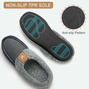 Homitem Men's Memory Foam Slippers,Fuzzy Wool-Like Plush Fleece Lined House Shoes Indoor Outdoor Slippers for men, Anti-Skid Rubber Sole Home Bedroom Slippers