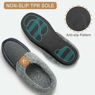 Homitem Men's Memory Foam Slippers,Fuzzy Wool-Like Plush Fleece Lined House Shoes Indoor Outdoor Slippers for men, Anti-Skid Rubber Sole Home Bedroom Slippers