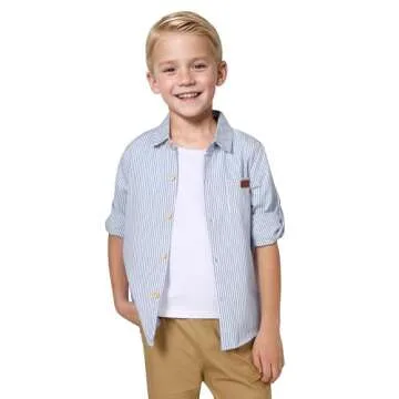 DISAUR Boys Button Down Shirt Long Sleeve Striped Shirt