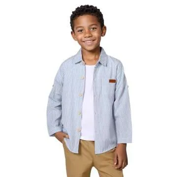 DISAUR Boys Button Down Shirt Long Sleeve Striped Shirt