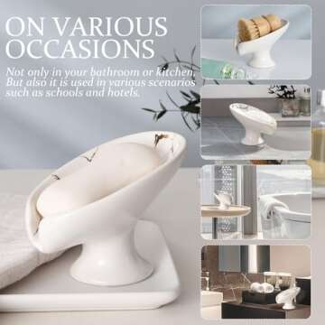 Elegant Self-Draining Ceramic Soap Dish for Home