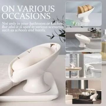 Elegant Self-Draining Ceramic Soap Dish for Home