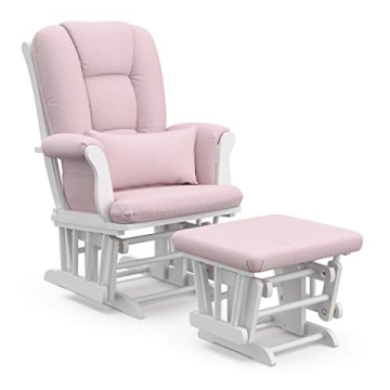 Storkcraft Tuscany Custom Glider and Ottoman - Comfort Rocking Nursery Chair with Ottoman and Lumbar...