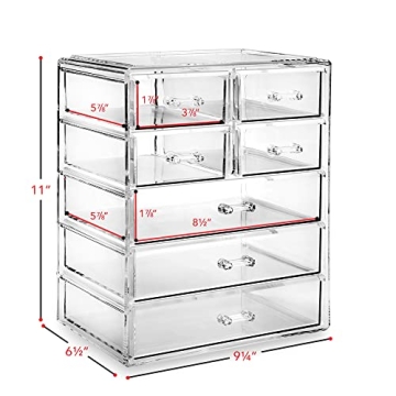 Casafield Acrylic Cosmetic Makeup Organizer with Drawers