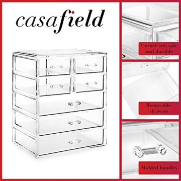 Casafield Acrylic Cosmetic Makeup Organizer with Drawers